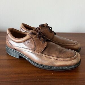 ECCO Men's Leather Lace Up Comfort Fit Oxford Dress Shoes Brown EU 43